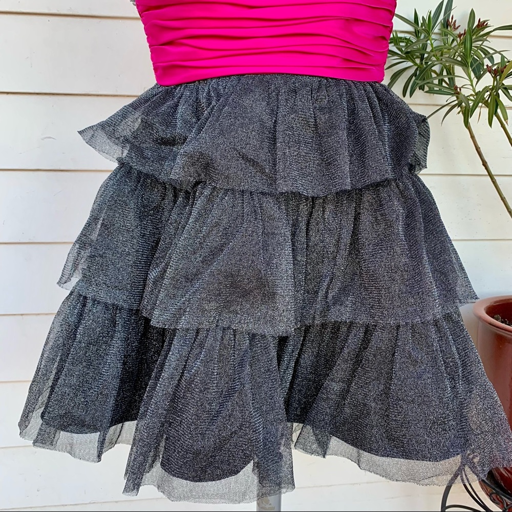Vintage Betsey Johnson 90 2000 y2K ruffle glitter silk Full Tiered cupcake dress - Picture 15 of 17